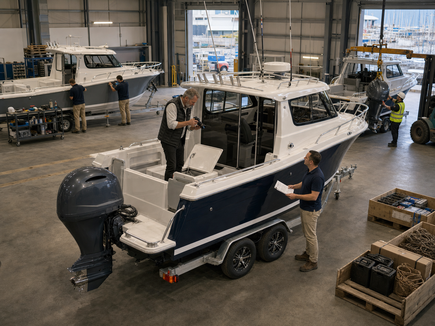 An independent assessor inspecting a recreational boat